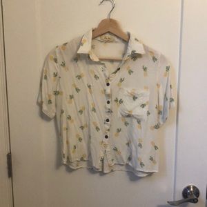 Pineapple Button Up Crop Top